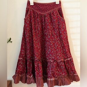 Vintage Gunne Sax Red Floral A-Line Skirt
